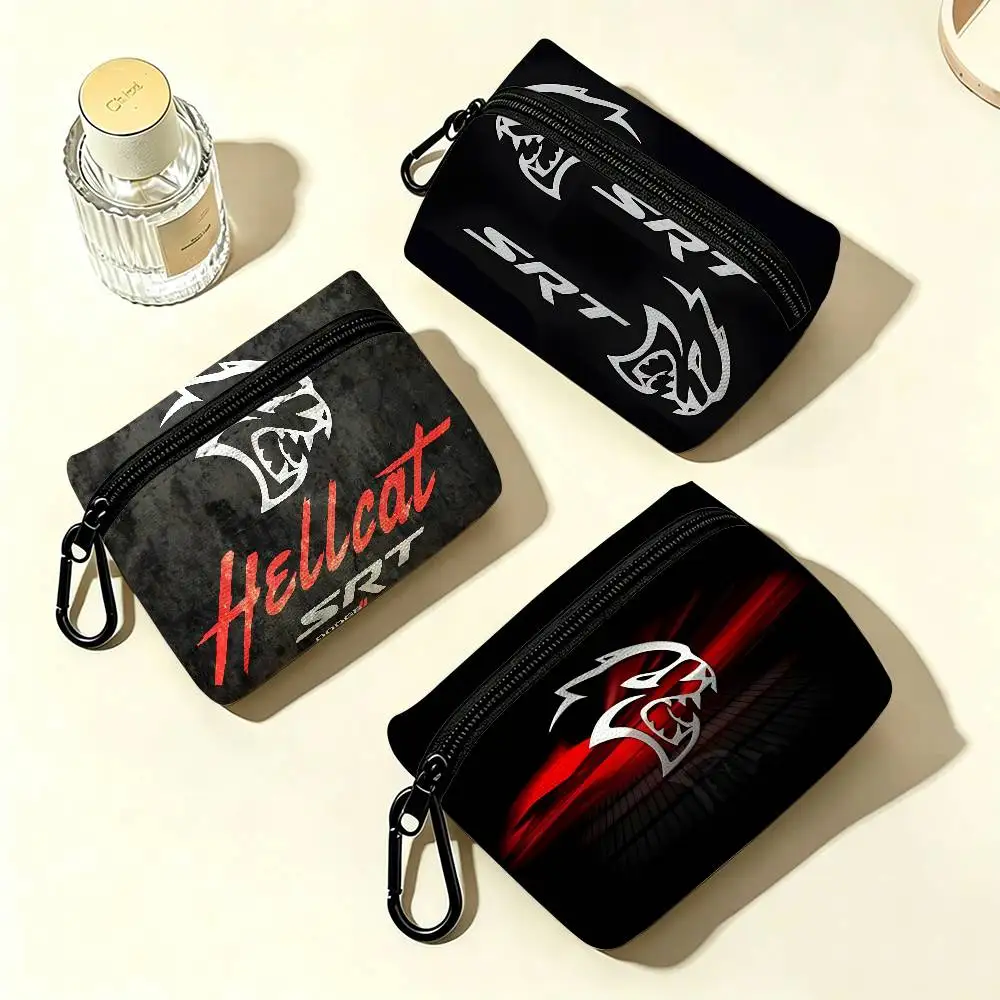 S-SRT Foldable Portable Oxford Cloth Coin Purse Alloy Carabiner Hook Small Zipper Pouch For Backpack Belt Daily