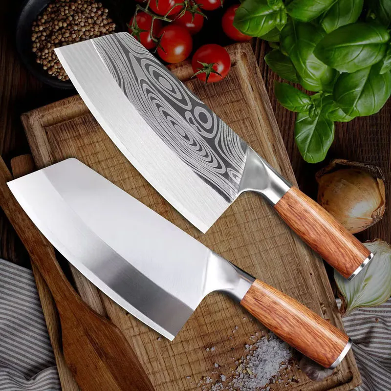 

Cleaver Knife Kitchen Chef Knife Stainless Steel Razor Sharp Slicing Knife Meat Chopping Knife Wood Handle Chinese Butche Knife