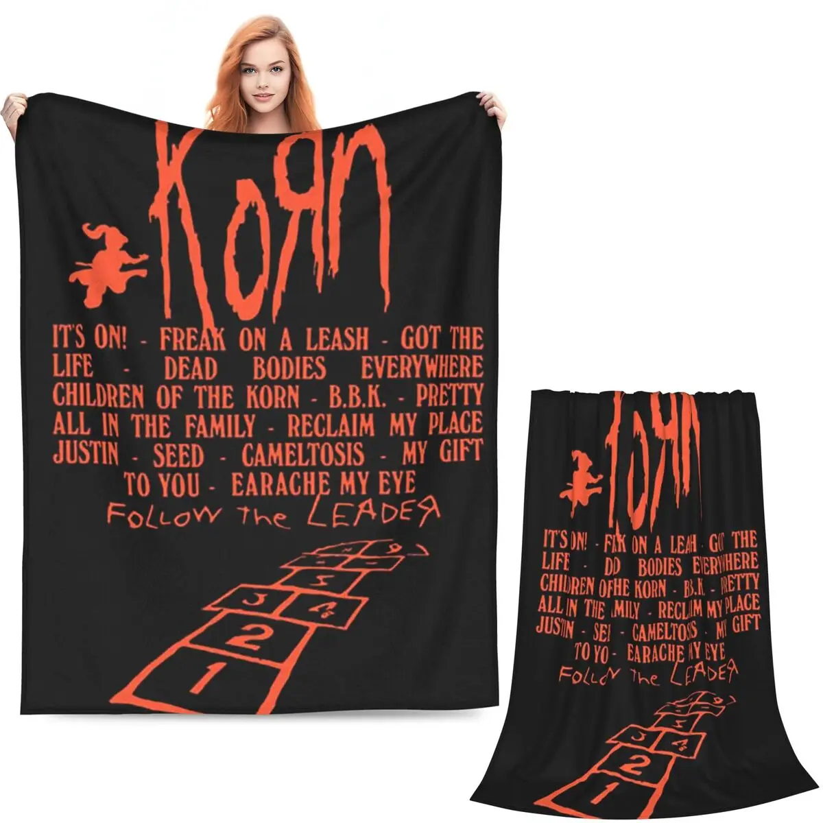 Rock Band Korn Follow The Leader 20Th Anniversary Merch Blankets Soft Warm Flannel Throw Cover for Bed Picnic Travel Home Couch