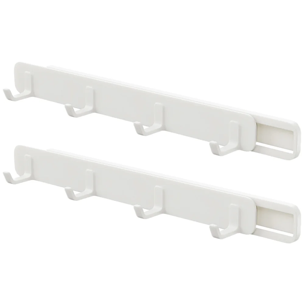 

Adjustable Towel Rail Pull-out Gap Slide Hook Clothes Hanging Coat Hanger White Abs Heavy Duty Hooks