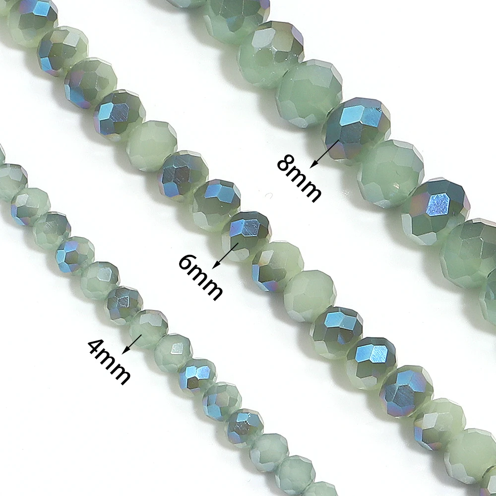 1 Strand Faceted Crystal Beads Fruit Green Blue Glass Loose Beads For Jewelry Making DIY Bracelet Necklace Accessories 4/6/8mm