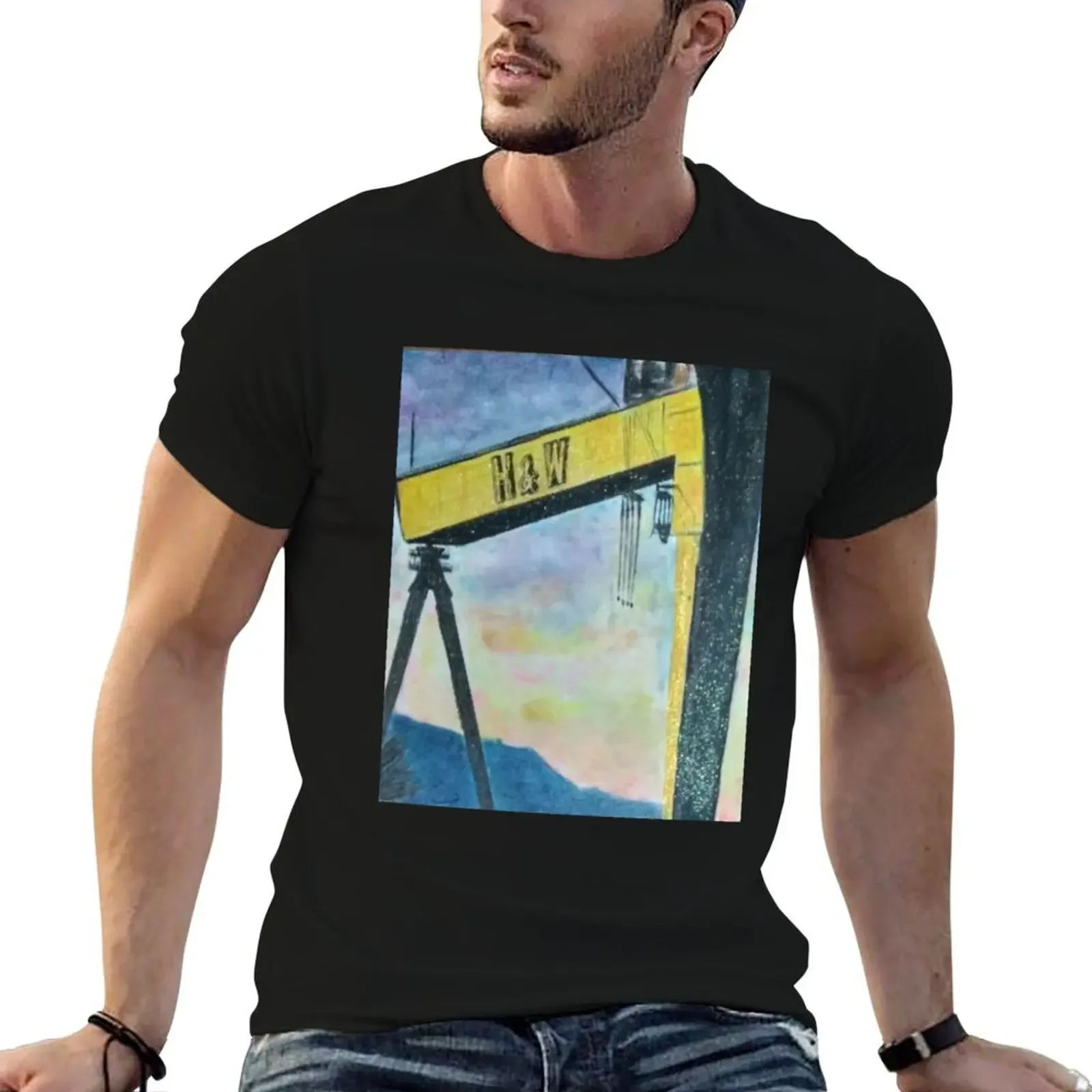 Samson and Goliath, Belfast, cranes T-Shirt blanks plus size tops plus sizes t shirt men