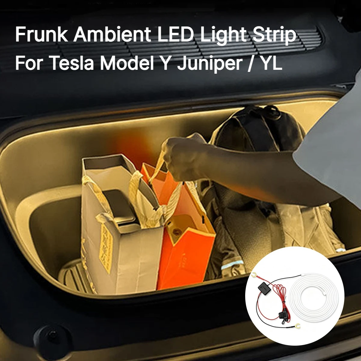 Front Trunk Ambient LED Light Strip For Tesla Model Y Juniper ModelYL Frunk Decorative Atmosphere Lamp Car Modification 20252026