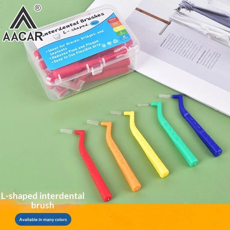 

Набор из 20 L-образных межзубных щеток (0,6-1,2 мм) в коробке, ортодонтический стоматологический инструмент для чистки зубов, зубочистка, средство для гигиены полости рта, зубная нить