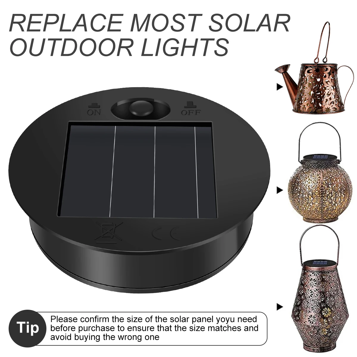 2Pcs Solar Lantern Light String Replacement Solar Panels with 30 LED String Light LED Solar Panel Lantern Lid Round Solar Light