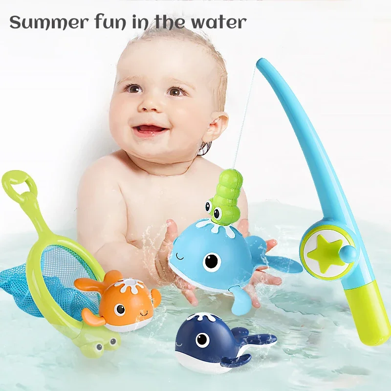Baby Bath Toy Cute Animals Paddle Toys Kids Water Floating Fishing Toys Children Pool Party Interaction Magnet Fishing Game Toys