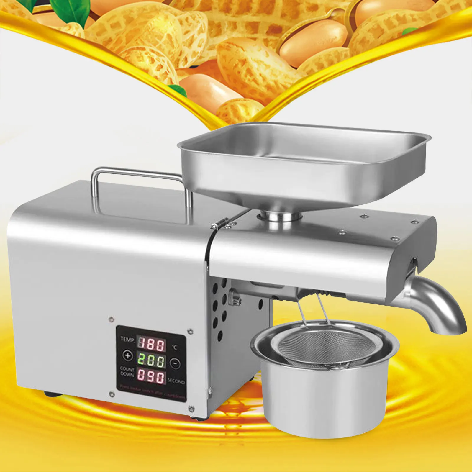 Home Automatic Oil Press Machine Commercial Nuts Seeds Oil Presser Oil Extractor Digital Temperature Control