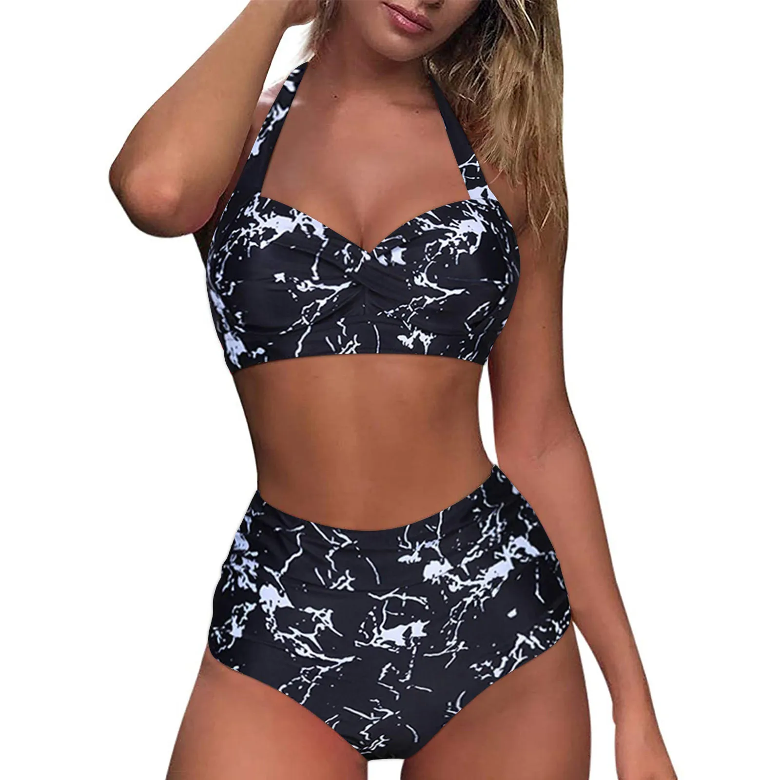 Conjunto de Bikini con estampado de moda para Mujer, traje de baño de dos piezas, traje de baño fruncido Y2k, Tankinis de lujo, traje de playa para primavera y verano