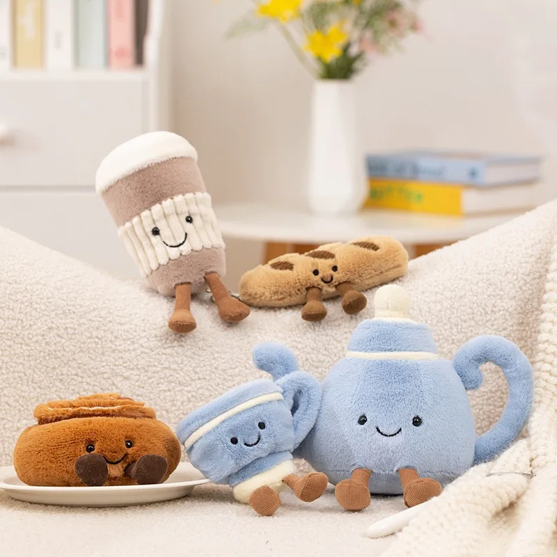 

Cartoon Fun Hot Sell Cookie Plush Doll Pentant Cake Baguette Cinnamon Teapot Coffee Cup Plush Toy Home Decor Gift For Children