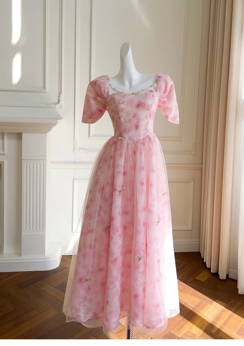 Lingzhi-Wu-luxury dress for women French design elegant cute good quality for birthday party, pink