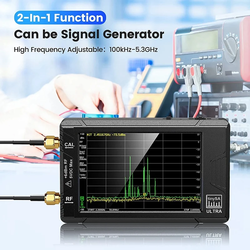 Tinysa Ultra 4Inch Spectrum Analyzer Handheld TINY SA Frequency Analyzer 100kHz-5.3GHz add 32GB Card Network Internal Lan Tester