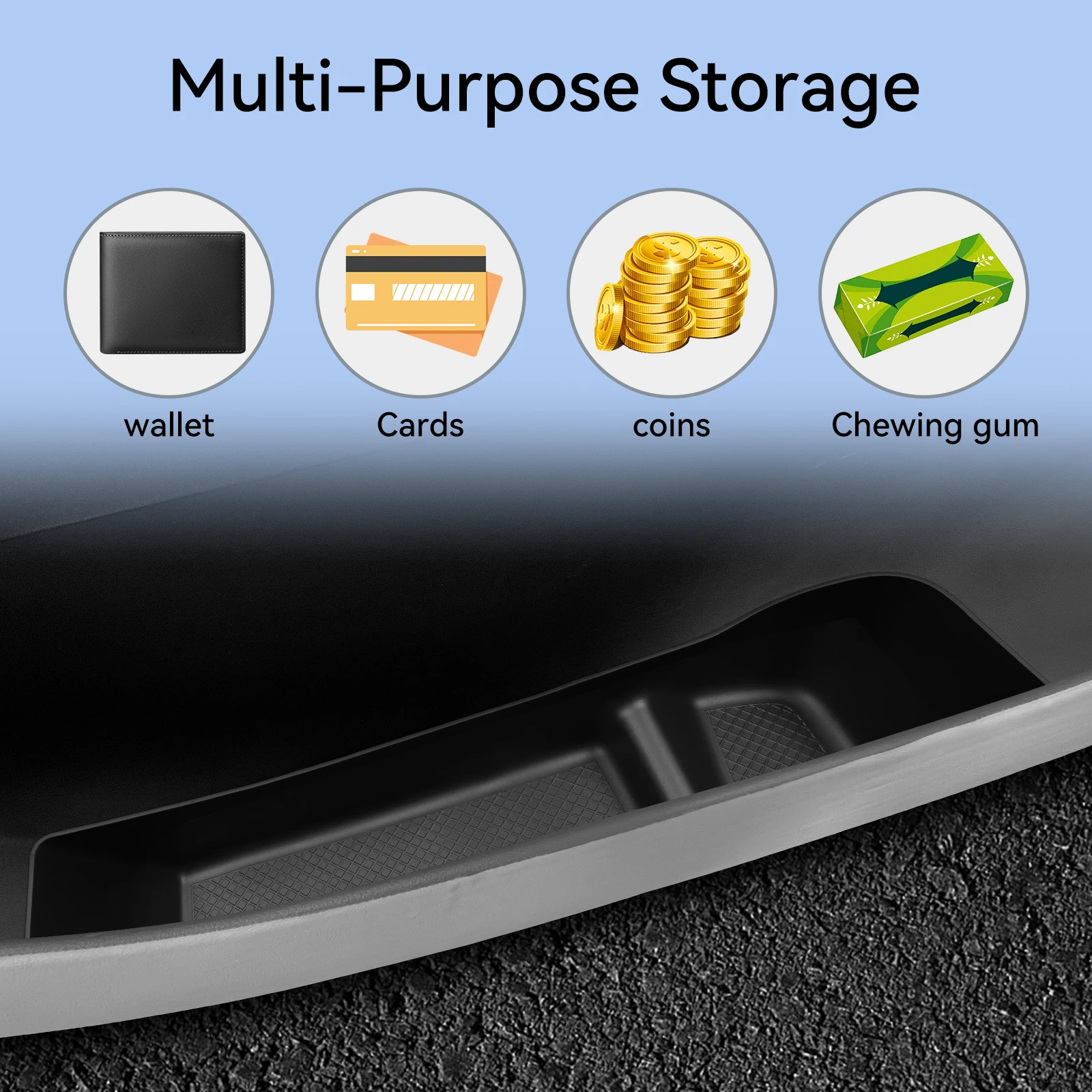 Für Geely Galaxy E5 2024-2026: Auto-Türseiten-Aufbewahrungsbox, Auto-Zubehör, TPE-Vordertürschlitz-Organizer, schmutzabweisende Ablage – Detail 9