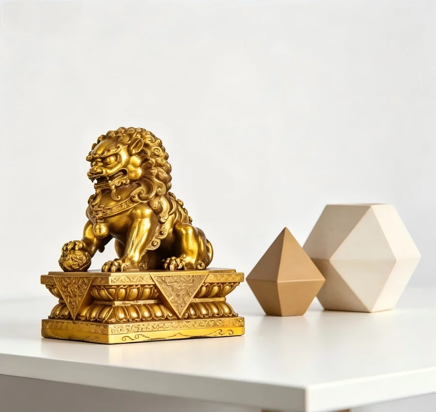 *&z B Decoration Large Chinese Home Pair Hand-painted Gold Resin Animal-shaped Eco-Friendly 200MM High Feng Shui Style~.