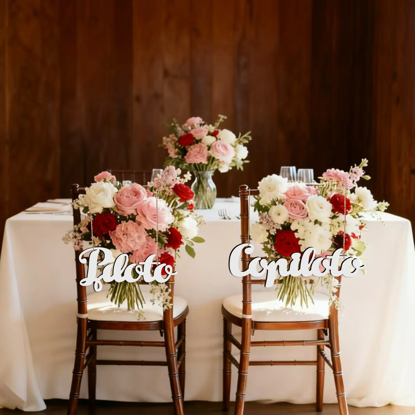 Picture 5: Piloto & Copiloto Wedding Chair Signs - Laser Cut White Wooden 0.4cm Thick, Travel Theme Chair Back Decor for Beach Wedding
