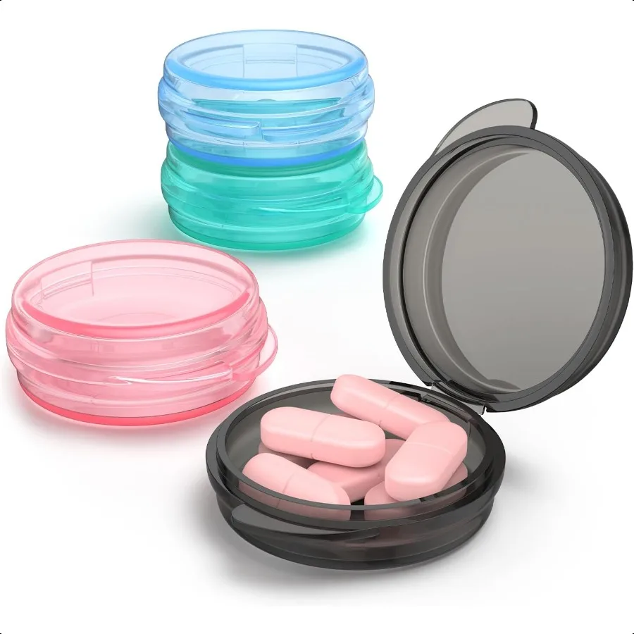 

Small Pill Box 4 Pack Travel Pill Case Portable Daily Pill Organizer Mini Medicine Storage Container for Pocket Purse Cod Liver