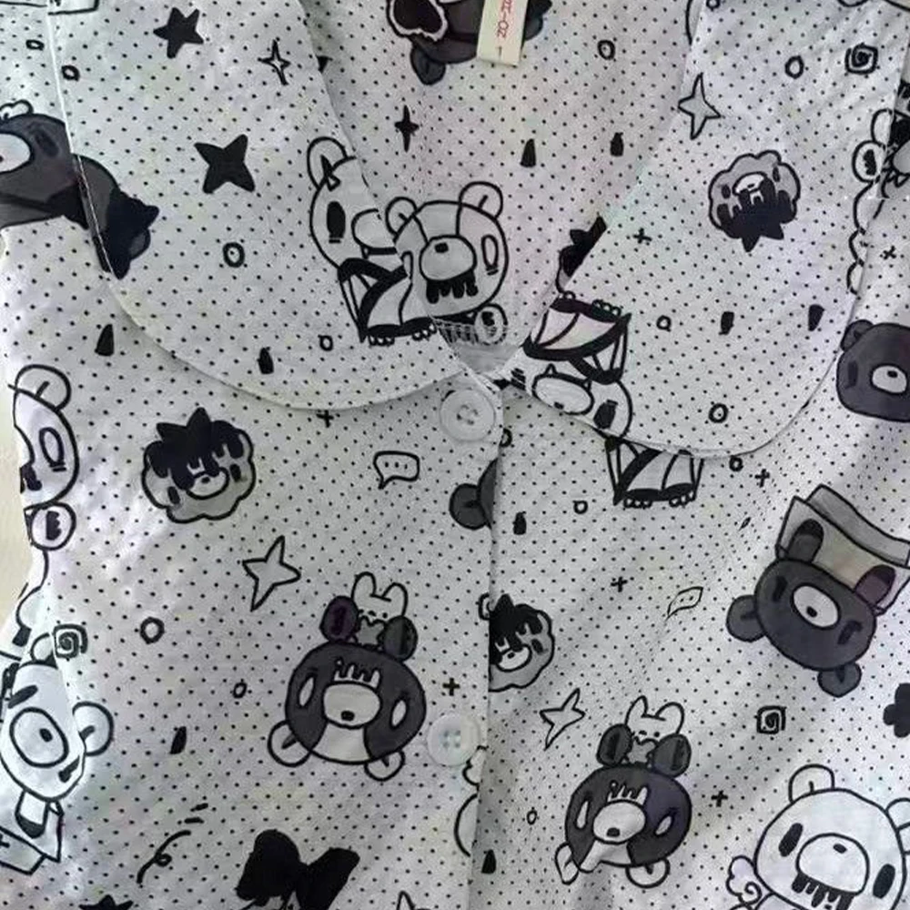 3Pcs Women Kawaii Gloomy Bear Print Pajamas Set Doll Lapel Long Sleeve Trousers Sleepwear Cute Cartoon Loungewear Home Clothes view 5