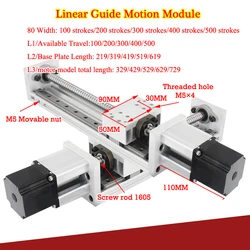 Guida lineare CNC 1605 Tavolo scorrevole con vite a ricircolo di sfere 100-600mm Binario di guida con corsa effettiva Asse XYZ NEMA 23 Motore passo-passo Stampante 3D