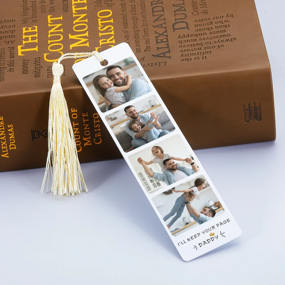 Custom Photo Bookmark Personalized Father\'s Day Gifts I\'LL Keep Your Page Metal Bookmark for Daddy Best Dad Ever Readers Gifts