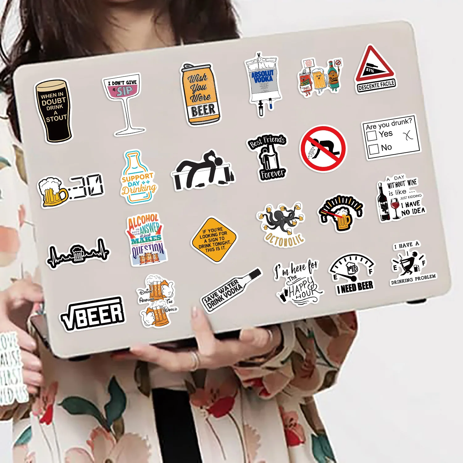 50 قطعة الكحولية مضحك الفودكا البيرة النبيذ في حالة سكر ميمي ملصقات Graffiti بها بنفسك الكتابة على الجدران ملصق مضاد للمياه الديكور الثلاجة الهاتف مذكرات #4