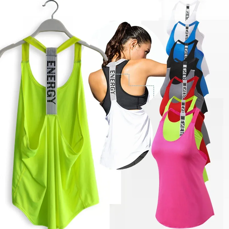 Women Gym Tops Black Sleeveless Yoga Top Women Fitness Shirt Gym Vest Running workout Sports Tops Letter Backless Shirt