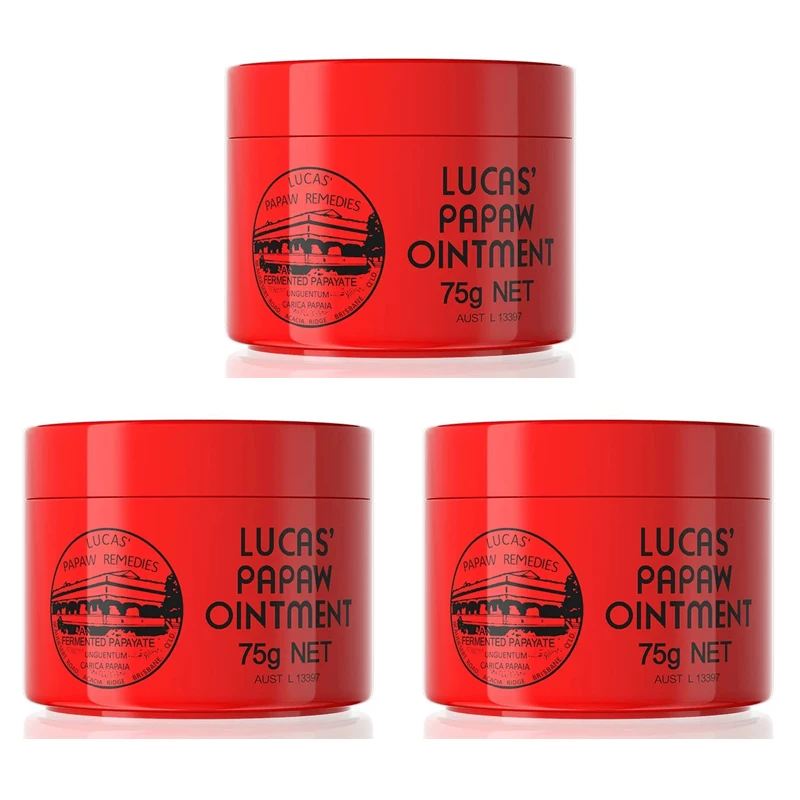 3PCS AU Lucas Papaw Zalf Uitslag Crème Lippenbalsem Wond Huidverzorging Papaya Huid Reparatie Papaw Crème Lucas Olie 75g