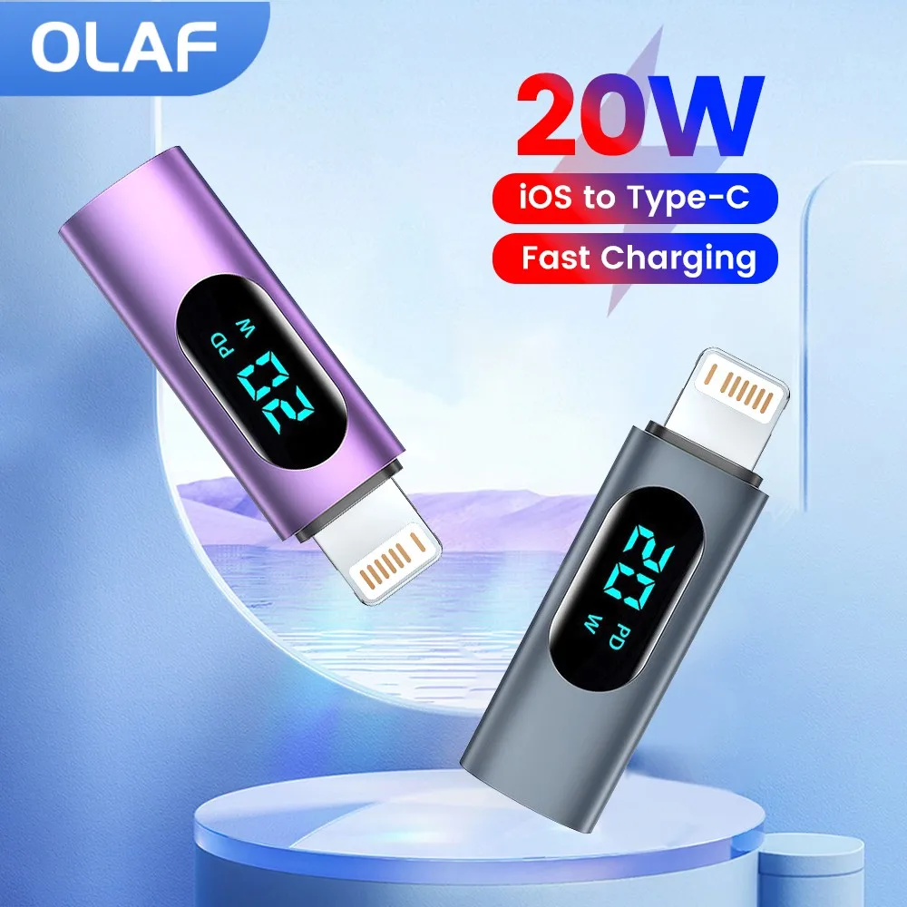 Olaf 20W Digital Display OTG USB C To Lightning Adapter For iOS Male to Type c Female Converter For iPhone 14 13  Xiaomi Laptop