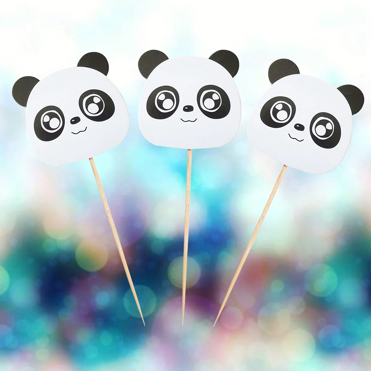 

6 Pcs Cake Insert Panda Dessert Decor Decoration Toppers Wooden Cupcake Decorations
