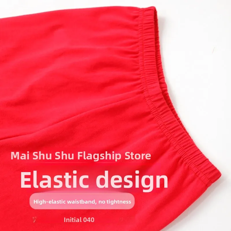 

Cotton Se Pants Red Four-Five Length orts Underwear for Wedding Dance Anti-Light Bot ort Pants Luy Year