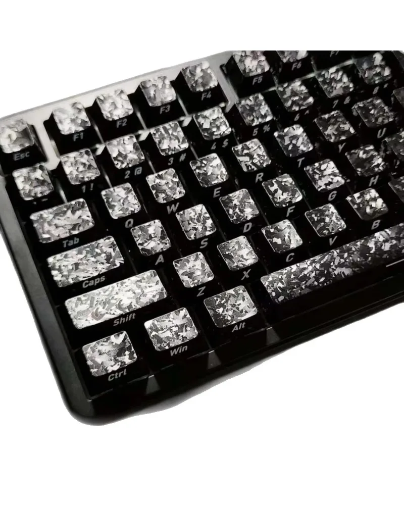 132 Keys Carbon Fiber Transparent Side Print Keycaps PC Material Fit WOOTING Magnetic Axis Keyboard