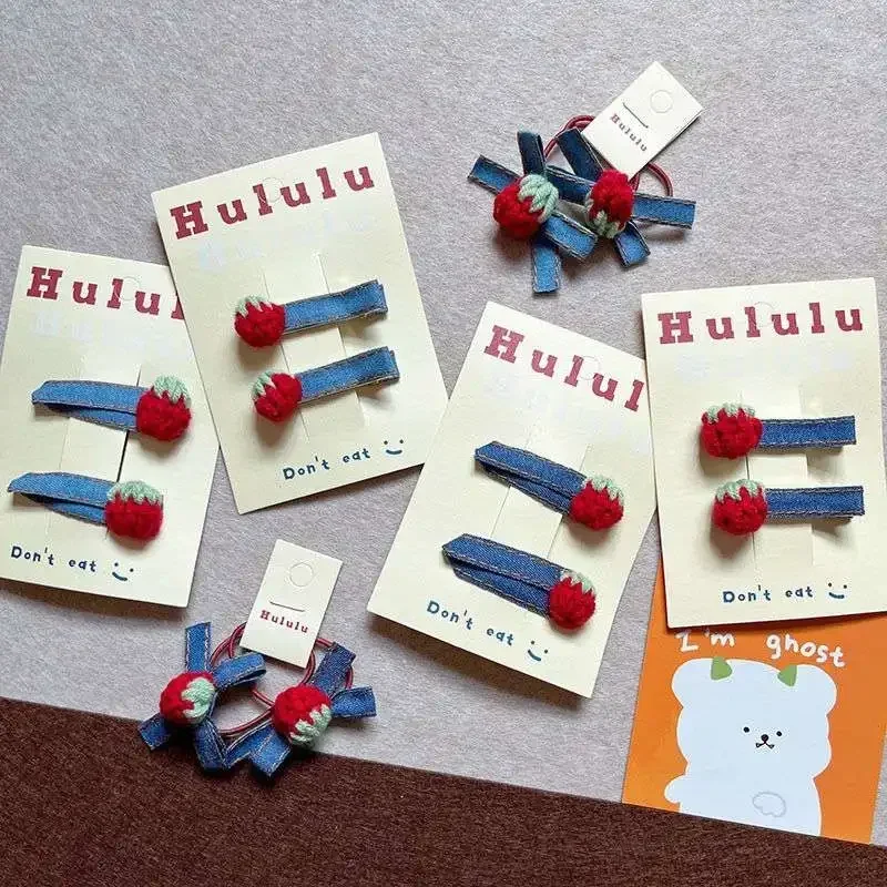 

2 шт., детские эластичные заколки для волос из джинсовой ткани