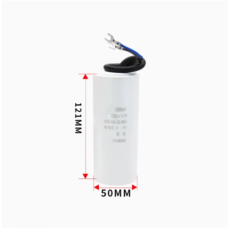 1PCS CBB60 세탁기 커패시터 450V 워터 펌프 건조 탈수 시작 커패시터 3UF6UF10UF14UF30UF60UF80UF100U 와이어 포함