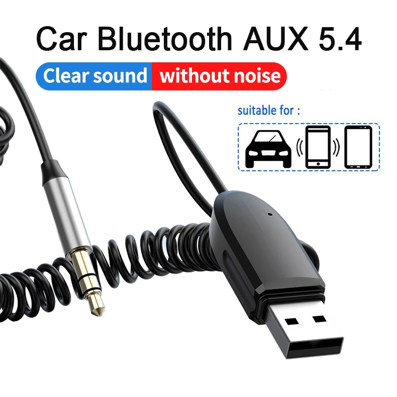 Bluetooth 5.4 Audio Receiver Car Kit 3.5mm Jack AUX Stereo Music Kit USB Dongle Wireless Adapter for Car Radio Speaker Amplifier