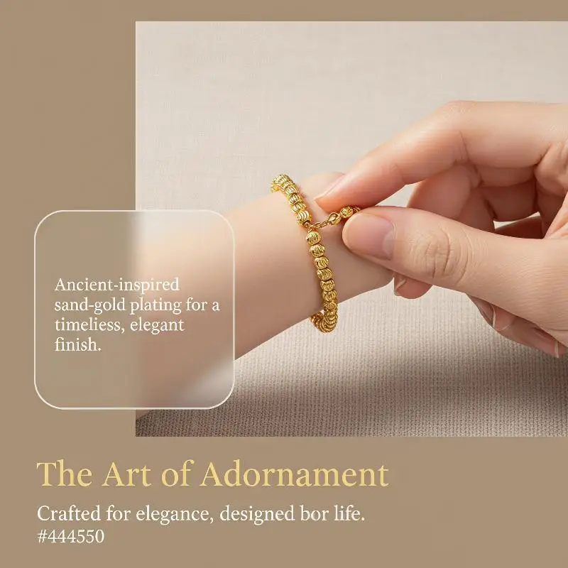 Verstellbares Perlenarmband, vergoldet, anlaufgeschützt, für Damen, für den täglichen Gebrauch und als Geschenk. – Detail 8