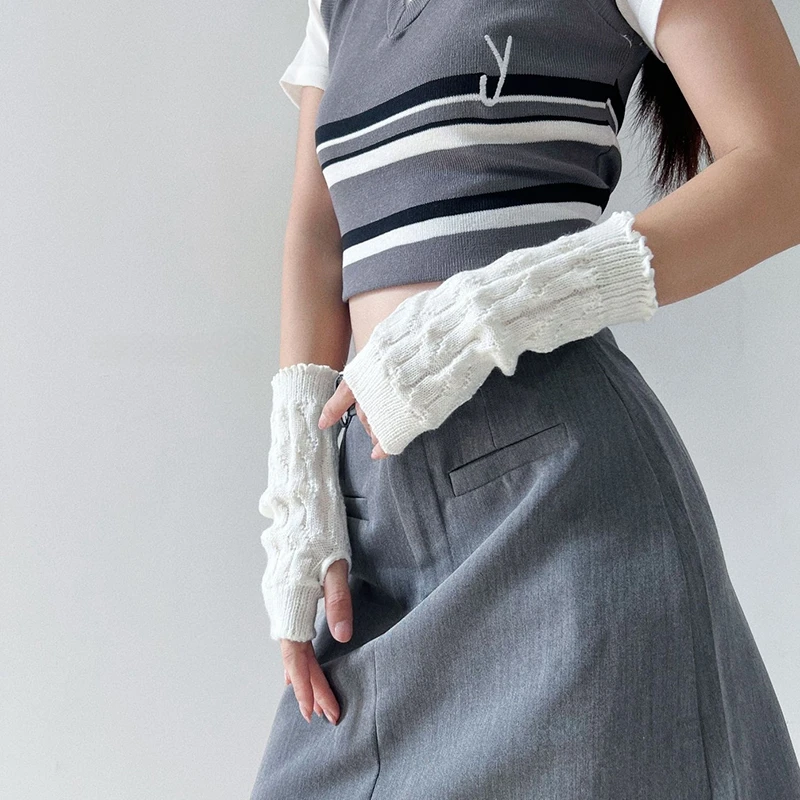 ють накладні нігті, білі підроблені знімні рукави для рук, манікюр, реквізит для фото, трикотажні рукавички з відкритими пальцями, аксесуари для дизайну нігтів