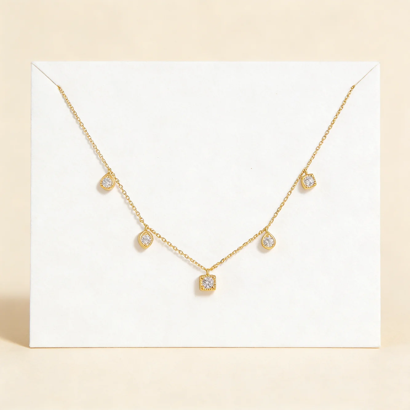 

FULSUN Cubic Zirconia Mixed Shape Shaker Pendant Necklace 925 Sterling Silver 14K Gold/Rhodium Plated Women's Dainty Jewelry