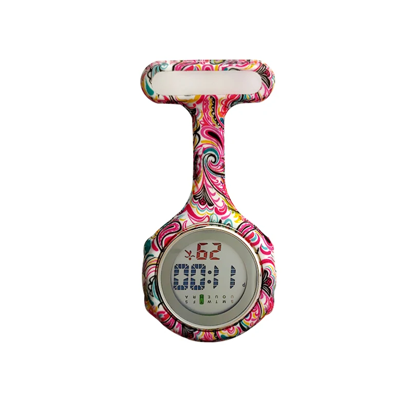 Reloj de bolsillo de silicona para enfermera, cronógrafo Digital Fob con estampado Unisex, manga de goma, broche, solapa, regalo para Doctor y enfermera