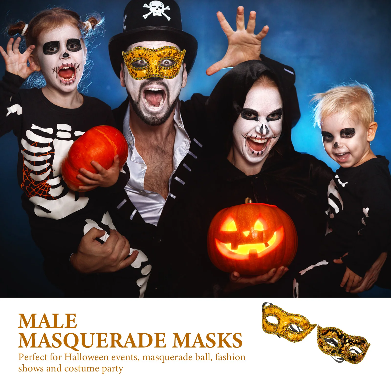 

4 шт., мужская маска для маскарада, регулируемый ретро-стиль для Хэллоуина, косплея, вечеринки, фестиваля, костюма, аксессуар для декора