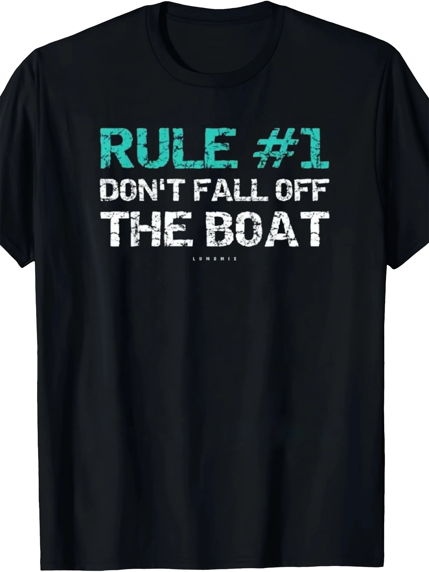 

Unisex Cotton T-Shirt, Crew Neck, Medium Stretch, Geometric Pattern, Regular Fit, Knitted Fabric, with Humorous "Rules # 1. Don'T Fall Off the Boat” Design, Suitable for Everyone, Suitable for All Seasons.