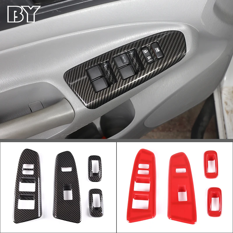 ABS Carbon Fiber For Toyota Tacoma 2011-2015 Accessories Interior Car Window Glass Lifting Buttons Frame Trim Stickers 4Pcs