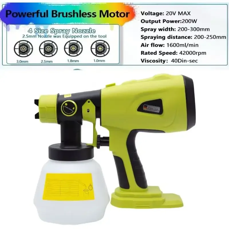 200W Cordless Portable Paint sprayer  For Ryobi 18v Battery OUGESH Electric Paint Sprayer Airless Paint Gun (no battery )