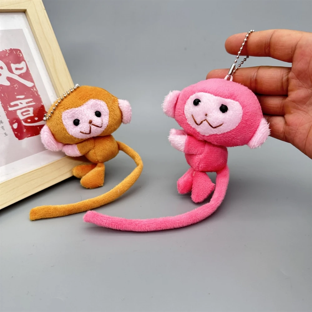 漫画ロングテールモンキー人形キーチェーンペンダント DIY ぬいぐるみ人形キーホルダーバックパックペンダントアクセサリーギフト子供のための