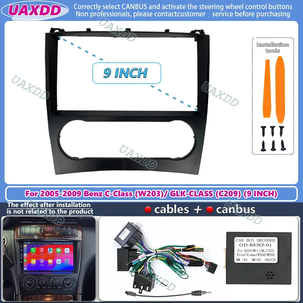 For 2005-2009 BENZ C W203 CLASS C209 GLK-CLASS 9inch 2 Din Car stereo radio Android player multimedia canbus frame fascia cable
