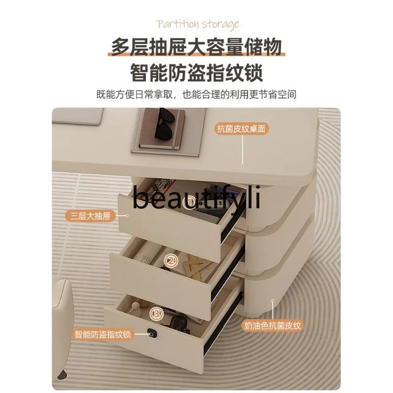 Cream wind study desk small apartment household light luxury simple modern 1.2 meters desk high sense