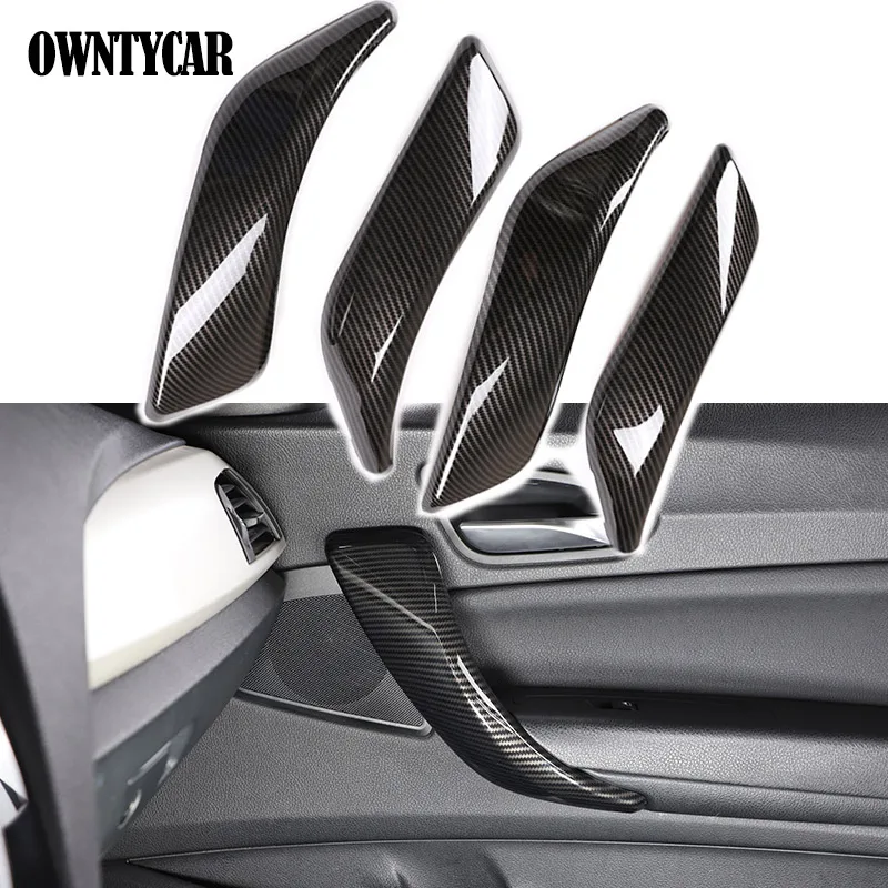 For BMW 1 2 Series F20 F21 F22 F23 2012-2018 ABS Carbon Fiber Inner Door Armrest Handle Protector Cover Trim Car Accessories