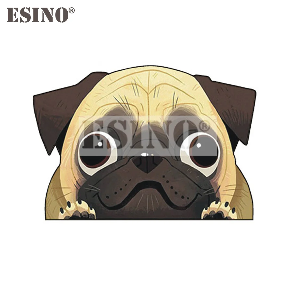 Car Styling Fashion Funny Lovely Cartoon Pug Dog Pet Sticker Decorative Whole Body Decal Car Accessories Styling Decal Vinyl