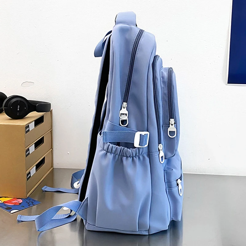 Korean Backpack Schoolbag for Teenage Girl Book Knapsack Women's Backpack Solid Color Female Multi-pocket Rucksack Cute Mochila