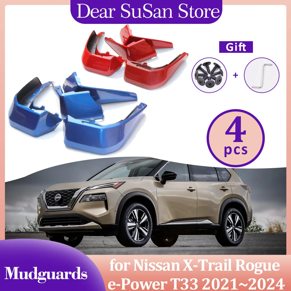 for Nissan X-Trail Rogue e-Power T33 2021~2024 2023 Mudguards Fender Flares Mud Flap Splash Guard Cover Spoiler Car Accessories