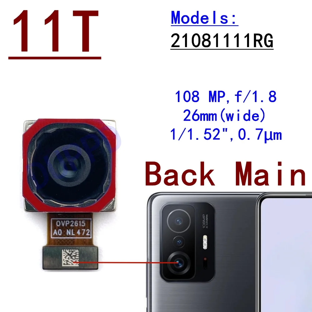 Front Rear Camera For Xiaomi Mi 11T Pro 11Tpro Front Selfie Facing Back Main Macro Depth Camera Flex Cable Parts