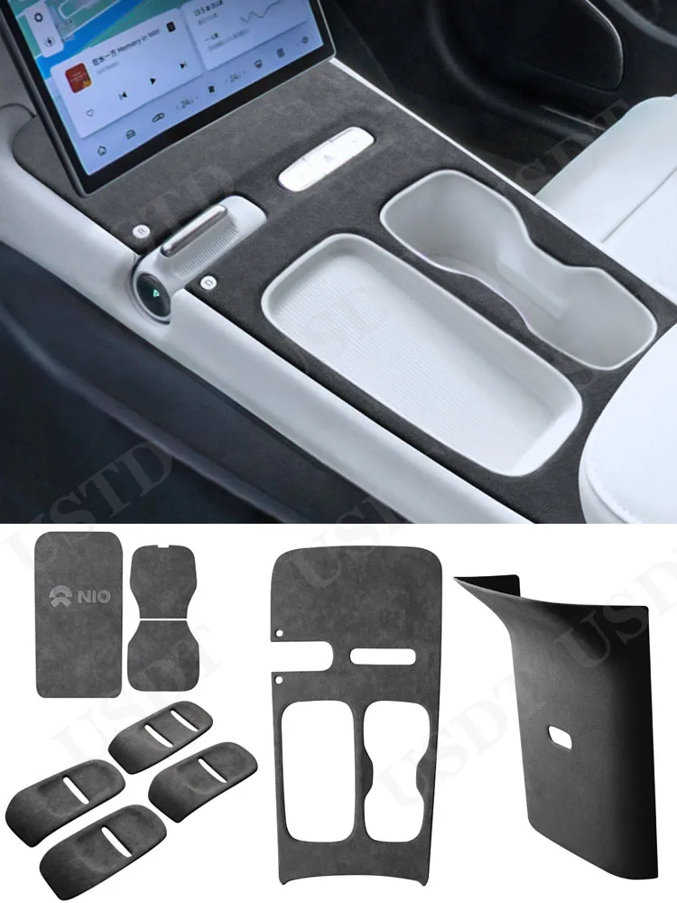Protector de Interior de Coche de Gamuza de Primera Calidad para NIO ET7 2023 2024 2025 2026, Panel de Consola Central, Cubierta de la Caja del Reposabrazos, Adhesivo para Puerta