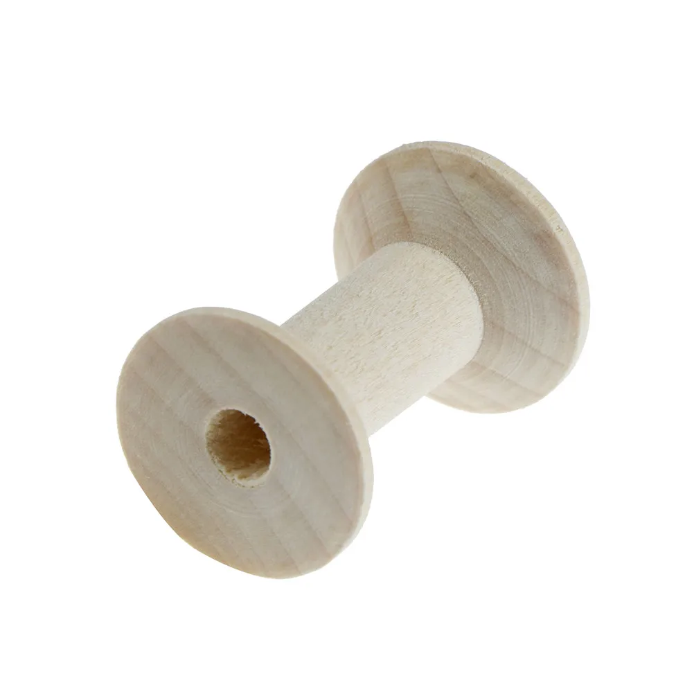 10pcs Natural Color Empty Wooden Bobbin Spools For Thread Wire Needlework kits 47mmx31mm